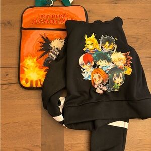 My Hero Academia Black Hoodie and Orange Backpack Set